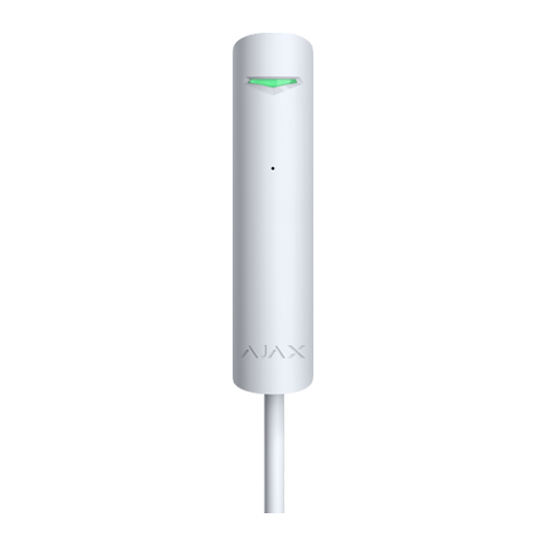 Detector de geam spart GlassProtect Fibra, cablat, alb - AJAX